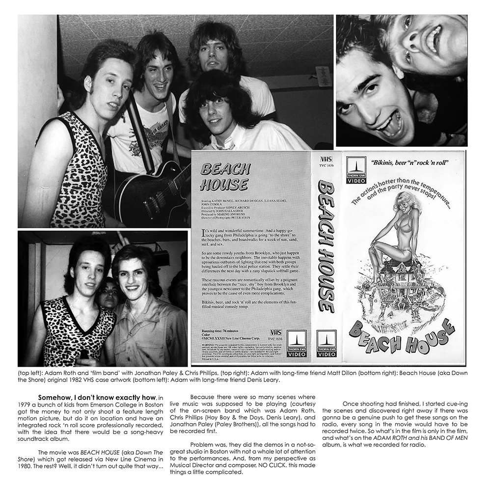 ADAM ROTH and his band of Men Down The Shore Original Soundtrack 1981 LP –  HoZac Records