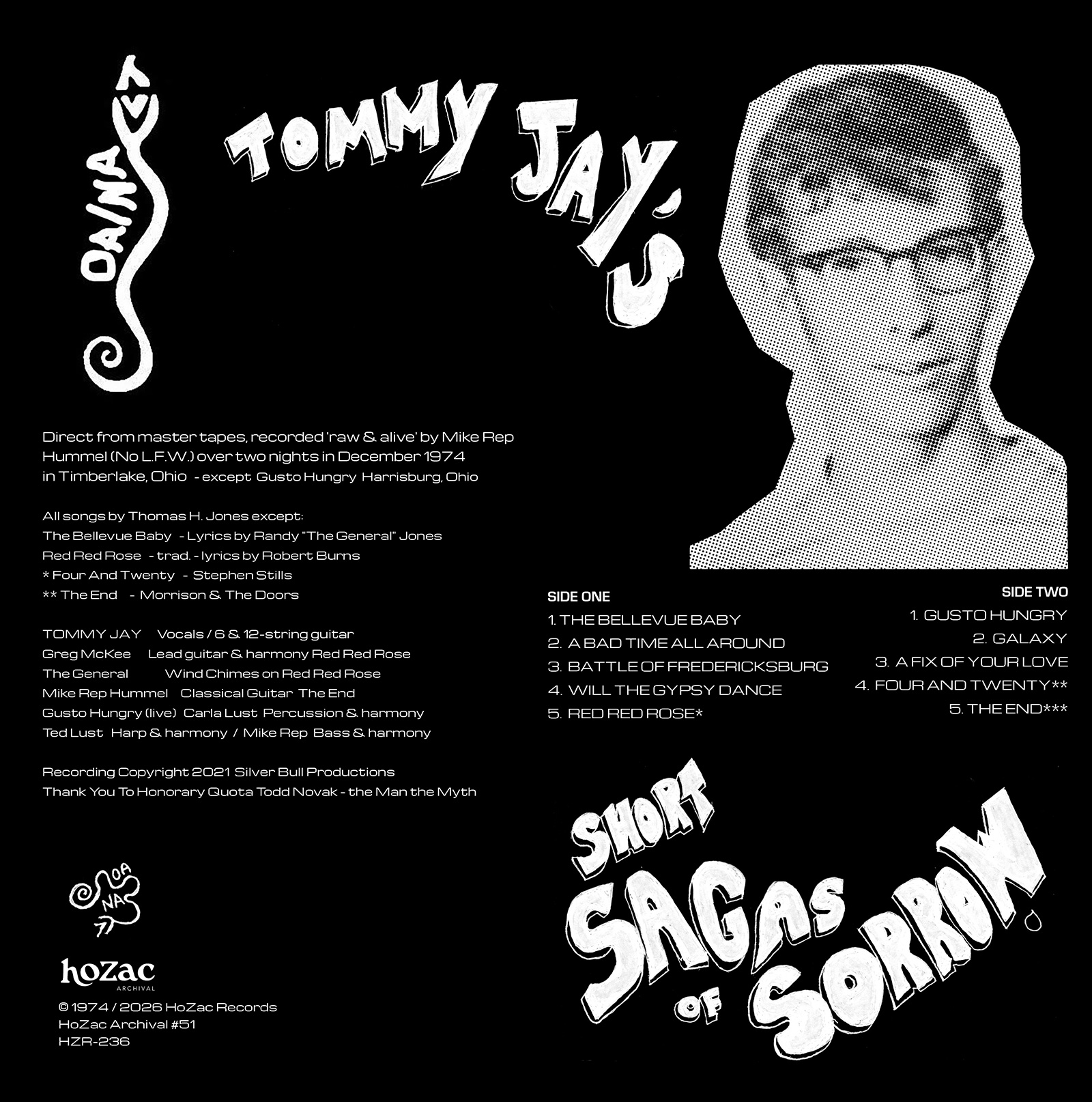 PRE-ORDER: Tommy Jay's Short Sagas of Sorrow 1974 Archival LP